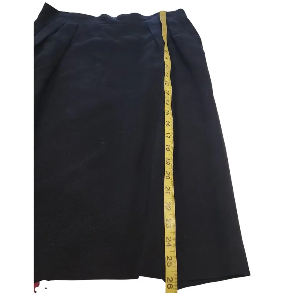 Vintage Jones New York Skirt Suit Womens 14 Navy Blue Lined 2 Piece USA Workwear
